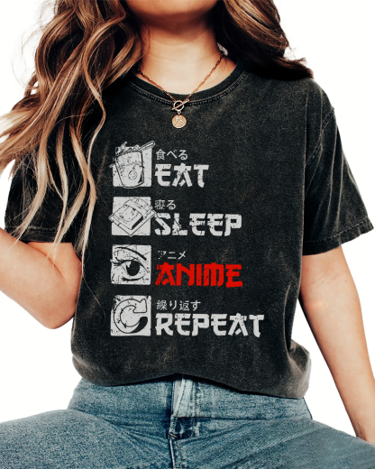 Daily Japanese Script Vintage Washed T-shirt-Zazasy