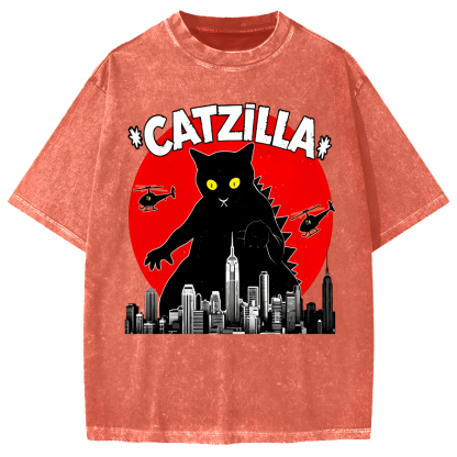 Black CatZilla Vintage Washed T-shirt