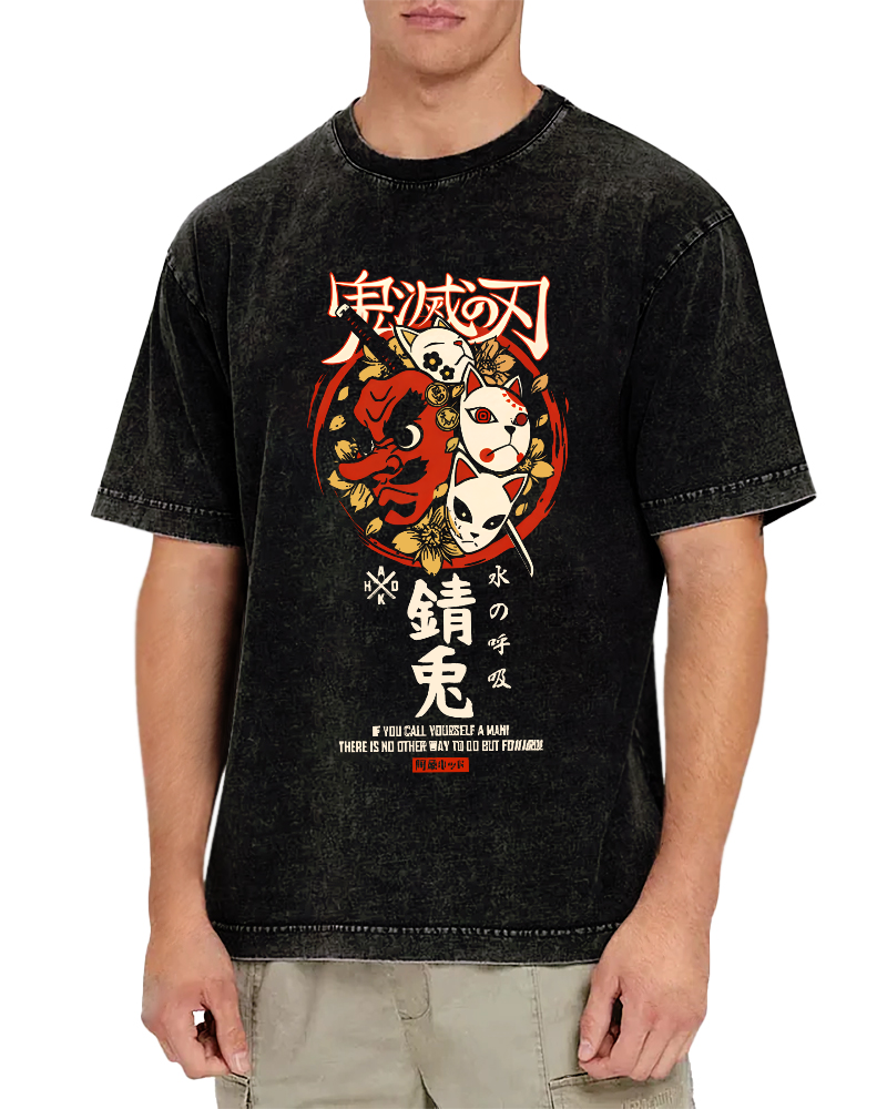 Rabbit Essence Japanese Style Vintage Washed T-shirt-Zazasy