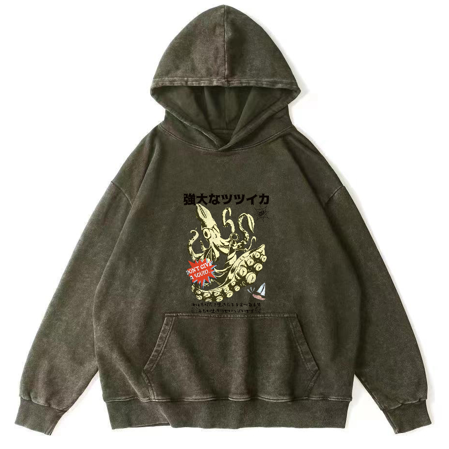 Powerful Japanese Octopus Vintage Distressed Hoodie-Zazasy