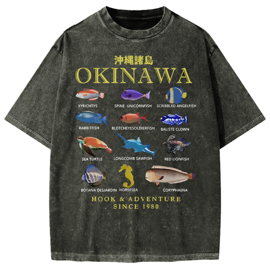 Okinawa Islands Fish Vintage Washed T-shirt