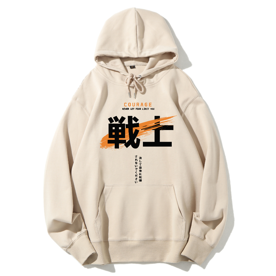 Warrior Japanese Hanzi Cotton Hoodie