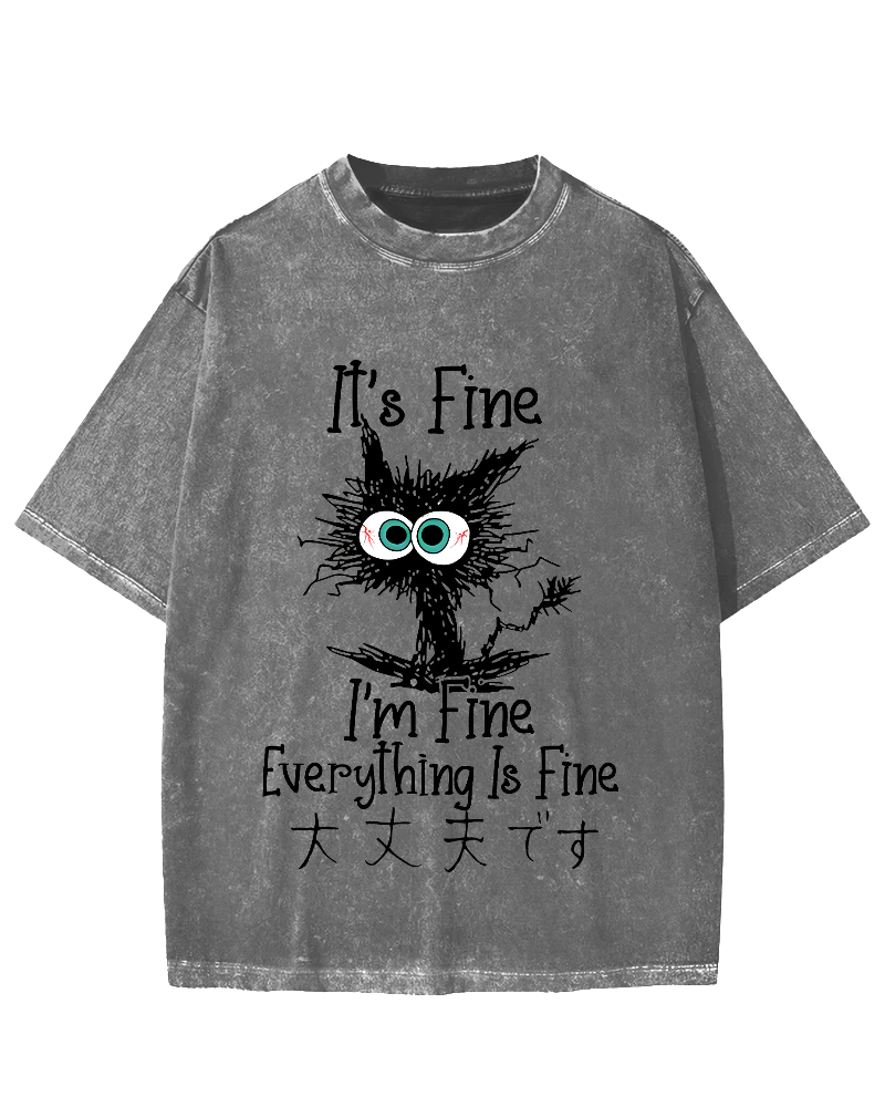 It's Fine Cat Vintage Washed T-shirt