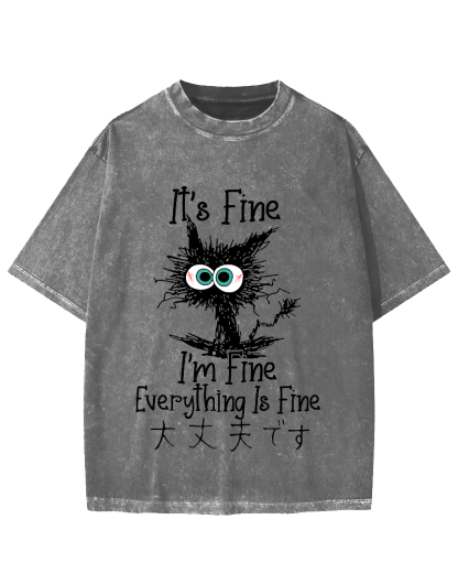 It's Fine Cat Vintage Washed T-shirt