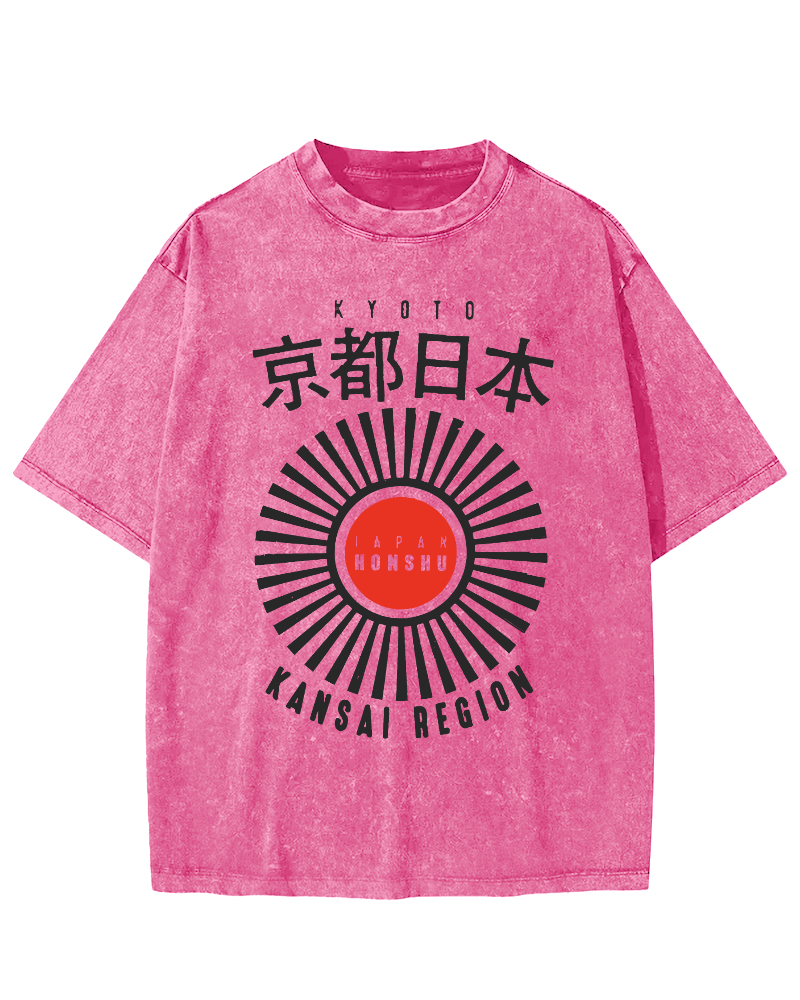 Kyoto, Japan Vintage Washed T-shirt-Zazasy
