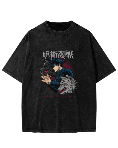 Cartoon Animal Pattern Japanese Style Vintage Distressed T-shirt-Zazasy