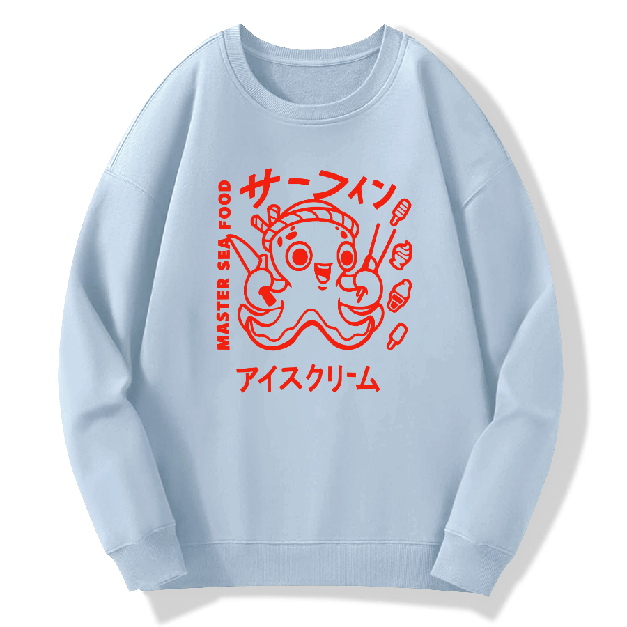 Japanese Octopus Cotton Pullover Sweatshirt