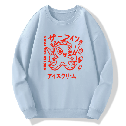 Japanese Octopus Cotton Pullover Sweatshirt