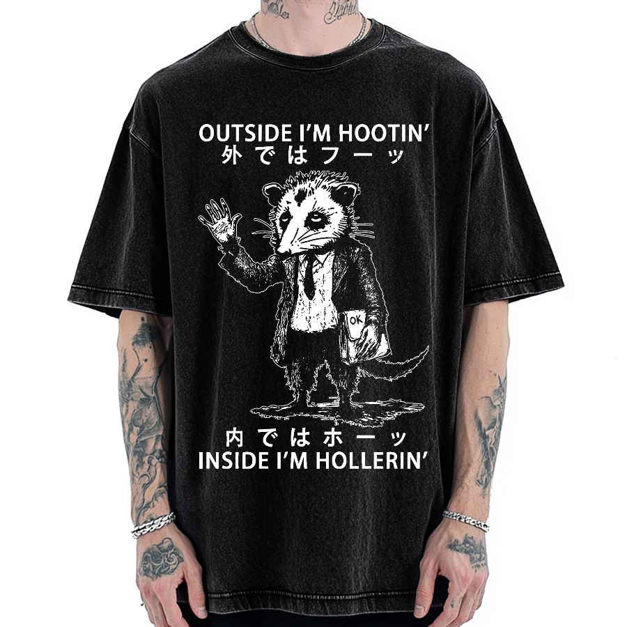 Funny Hootin' And Hollerin' Possum Vintage Washed T-shirt