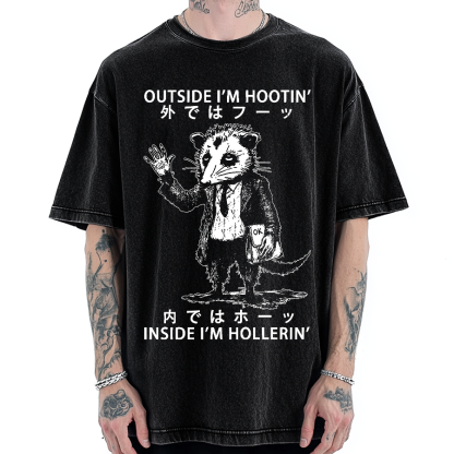 Funny Hootin' And Hollerin' Possum Vintage Washed T-shirt