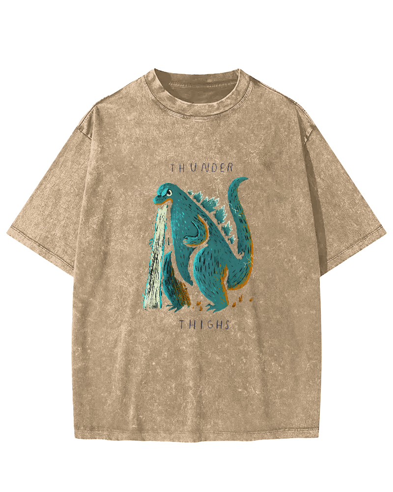 Japanese Monster Pattern Vintage Distressed T-shirt-Zazasy