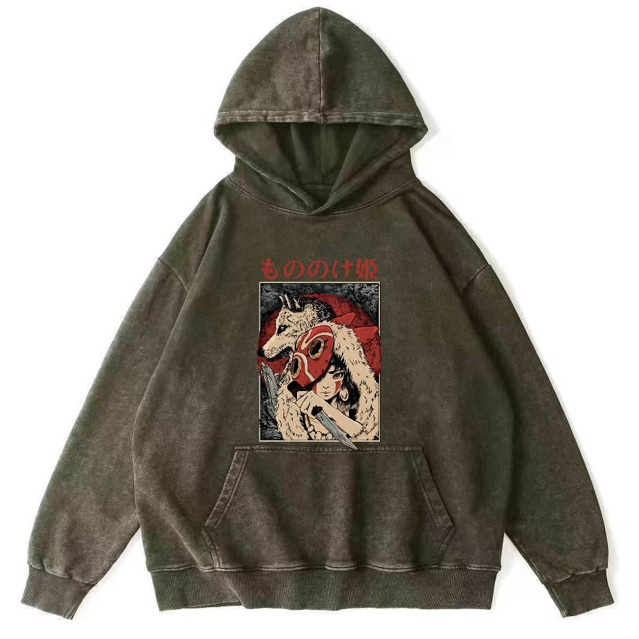 Anime Pattern Japanese Style Vintage Distressed Hoodie-Zazasy