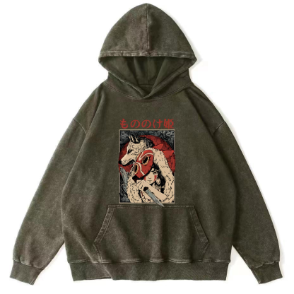 Anime Pattern Japanese Style Vintage Distressed Hoodie-Zazasy