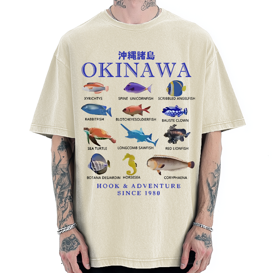 Okinawa Islands Fish Vintage Washed T-shirt