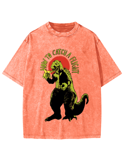 How To Catch A Flight Vintage Washed T-shirt-Zazasy