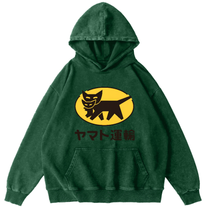 Japanese Cat Pattern Vintage Distressed Hoodie-Zazasy