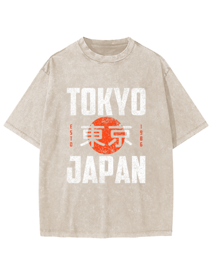 Tokyo Script in Japan Vintage Distressed T-shirt-Zazasy