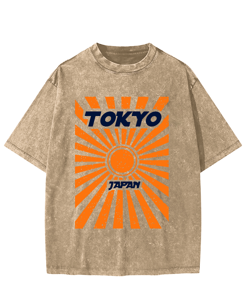 Tokyo, Japan Vintage Washed T-shirt-Zazasy