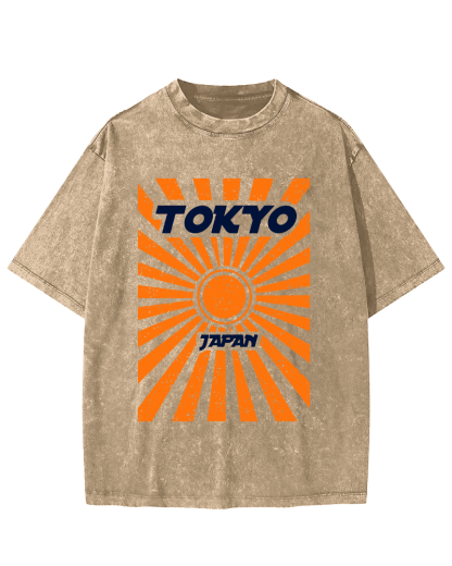 Tokyo, Japan Vintage Washed T-shirt-Zazasy