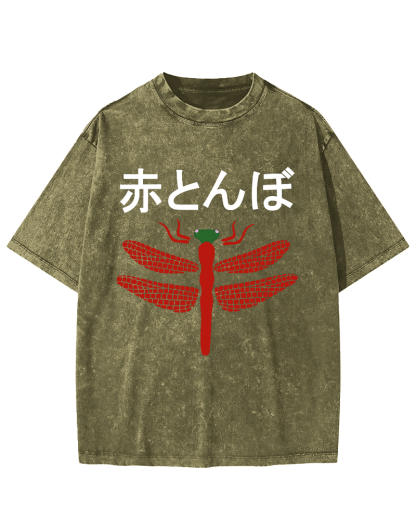 Dragonfly Japanese Style Vintage Distressed T-shirt-Zazasy