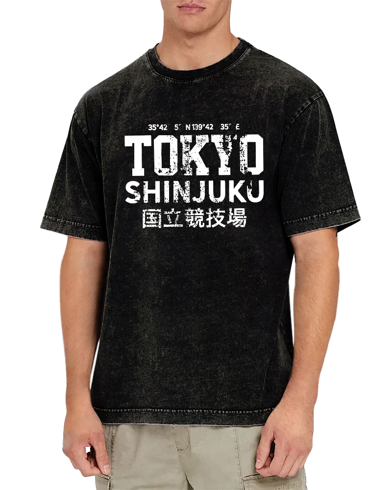 Tokyo National Stadium Vintage Washed T-shirt-Zazasy