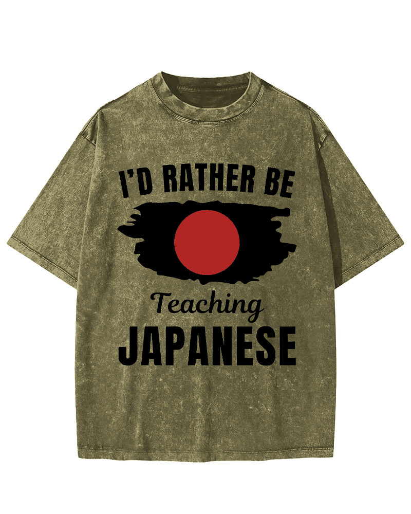 Id Rather Be Japanese  Vintage Washed T-shirt-Zazasy