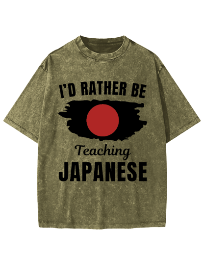 Id Rather Be Japanese  Vintage Washed T-shirt-Zazasy
