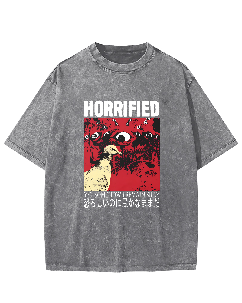 Abstract Pigeon Pattern Japanese Style Vintage Distressed T-shirt-Zazasy