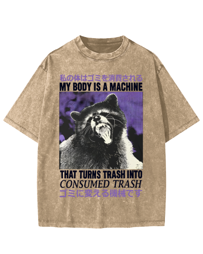 Angry Raccoon Japanese Vintage Distressed T-shirt-Zazasy