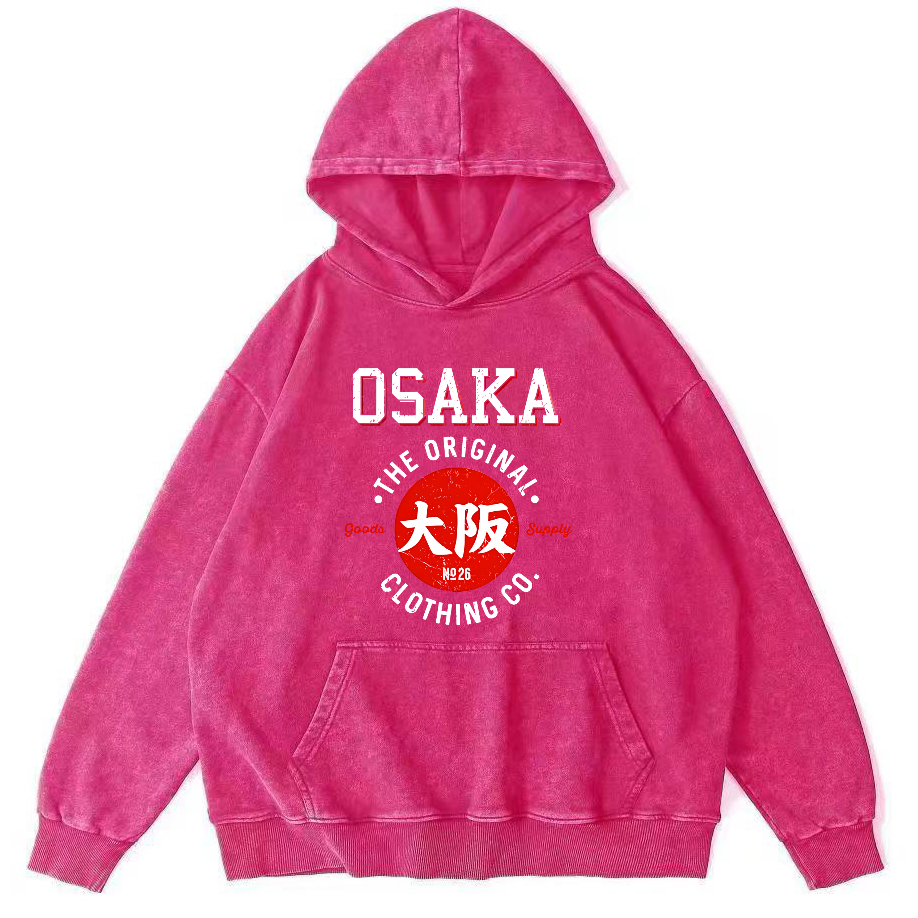 Osaka Script in Japan Vintage Washed Hoodie-Zazasy