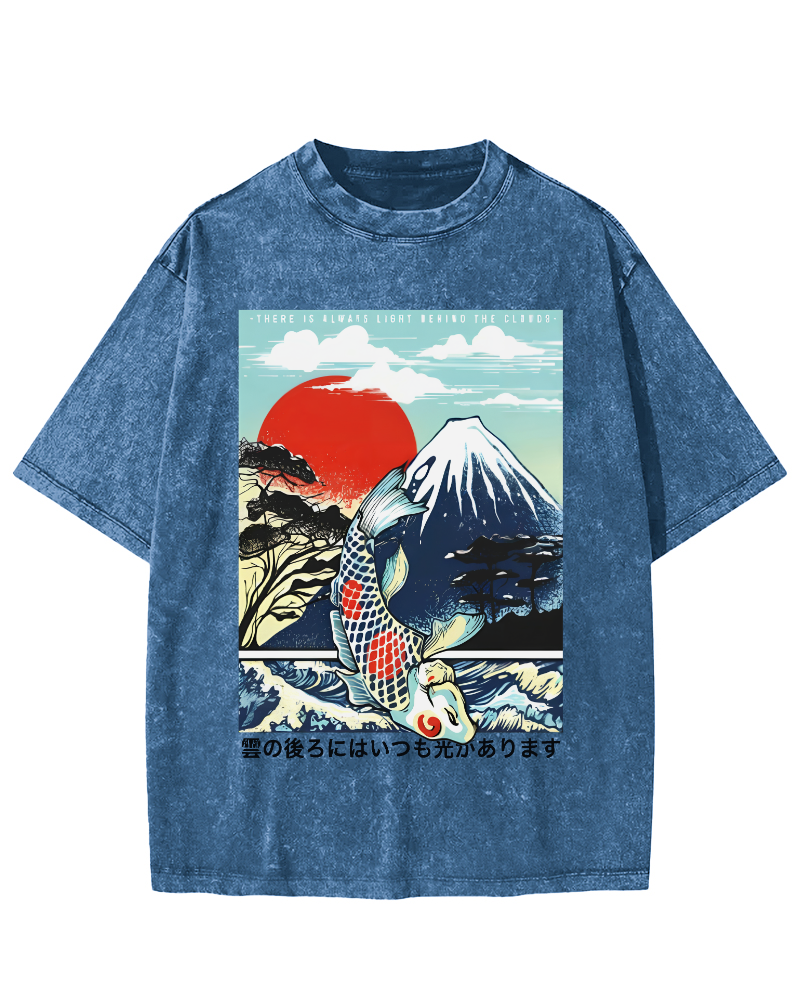 Ukiyo-e koi Vintage Washed T-shirt-Zazasy