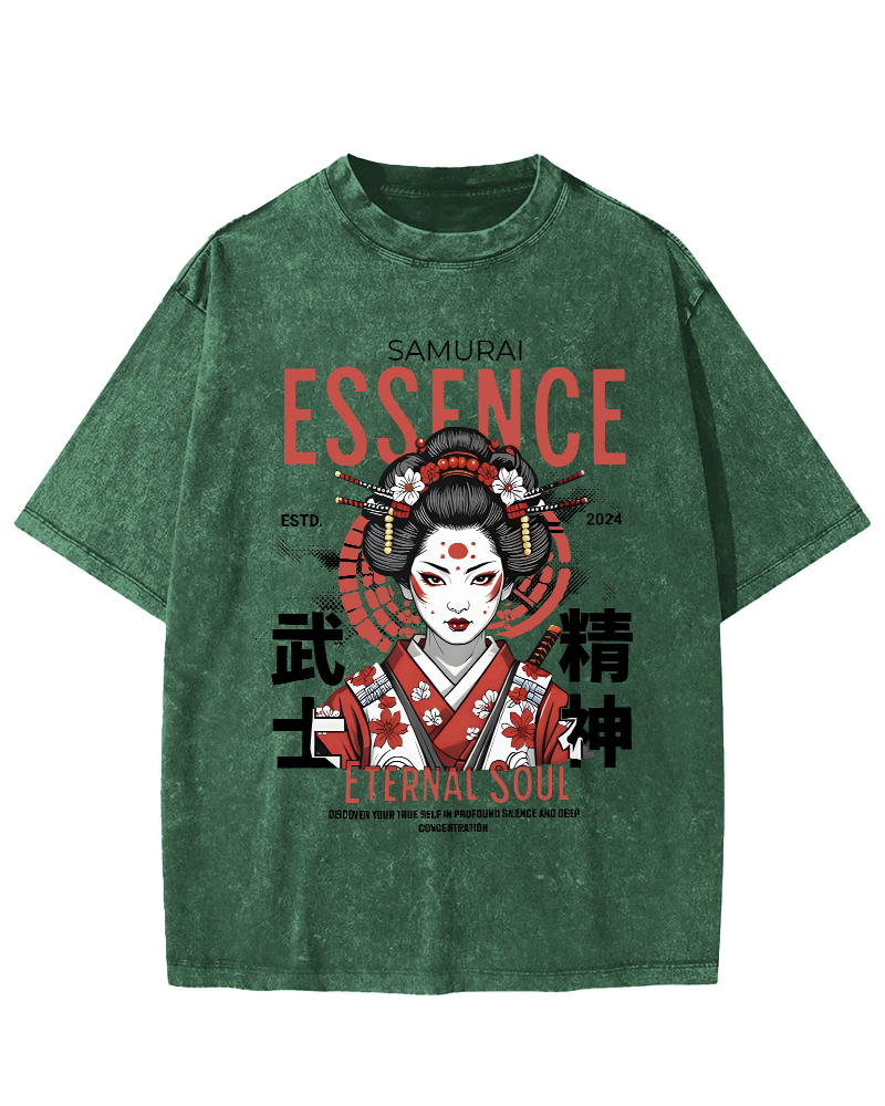 Samurai Spirit Japanese Vintage Distressed T-shirt-Zazasy