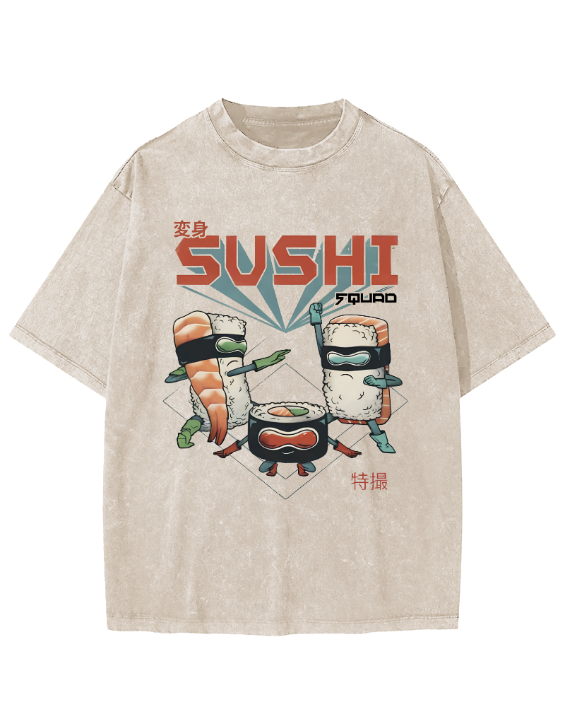 Tokyo Sushi Vintage Washed T-shirt-Zazasy