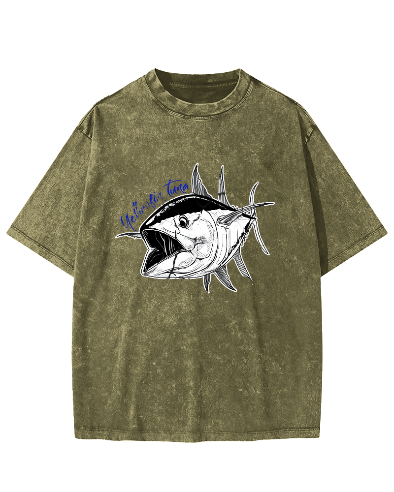 Japanese Tuna Leisure Vintage Distressed T-shirt-Zazasy