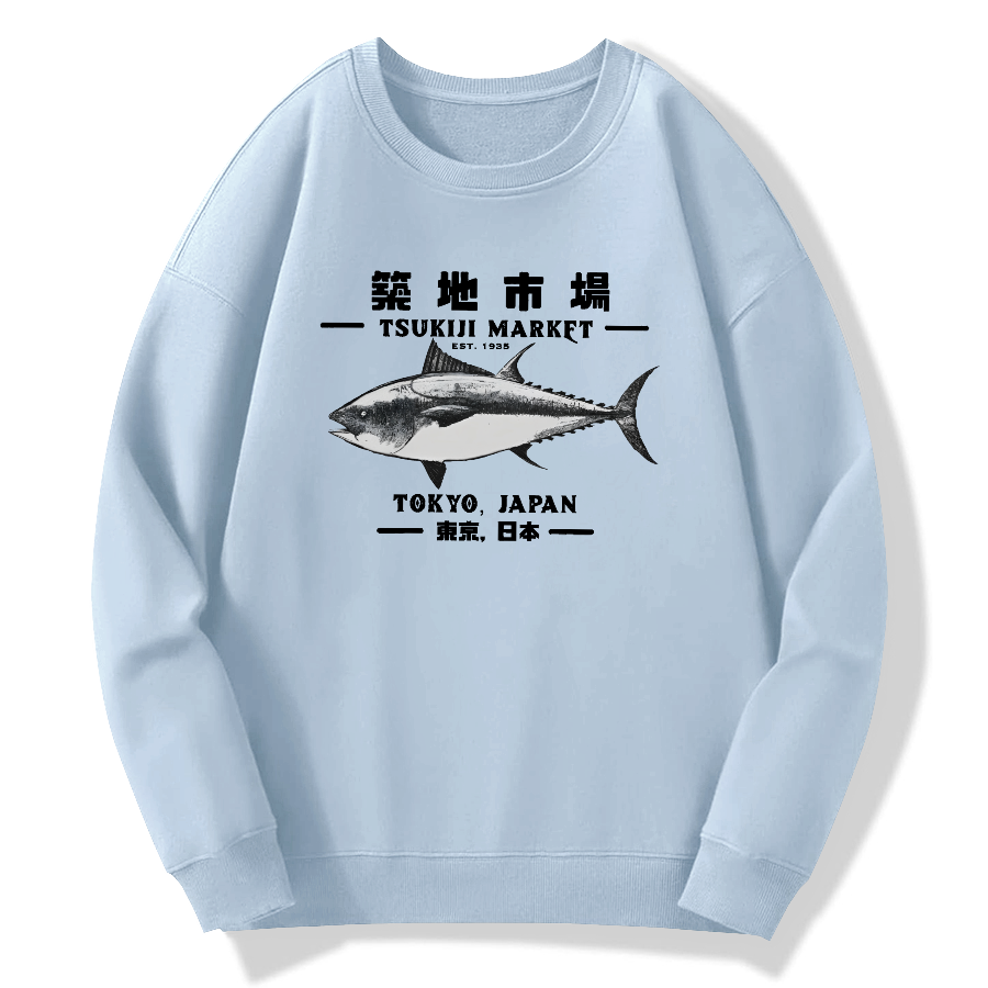 Tokyo Tsukiji Market Cotton Pullover Sweatshirt