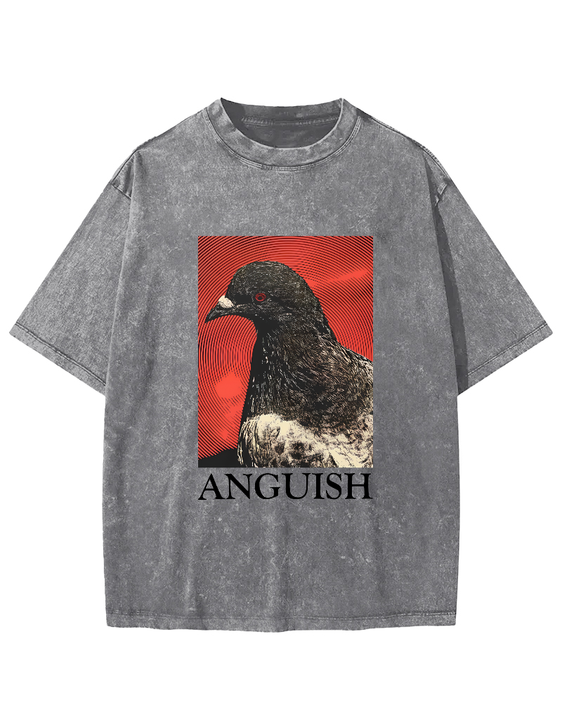 Retro Pigeon Pattern Vintage Distressed T-shirt-Zazasy