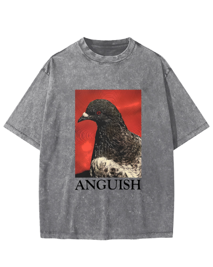 Retro Pigeon Pattern Vintage Distressed T-shirt-Zazasy