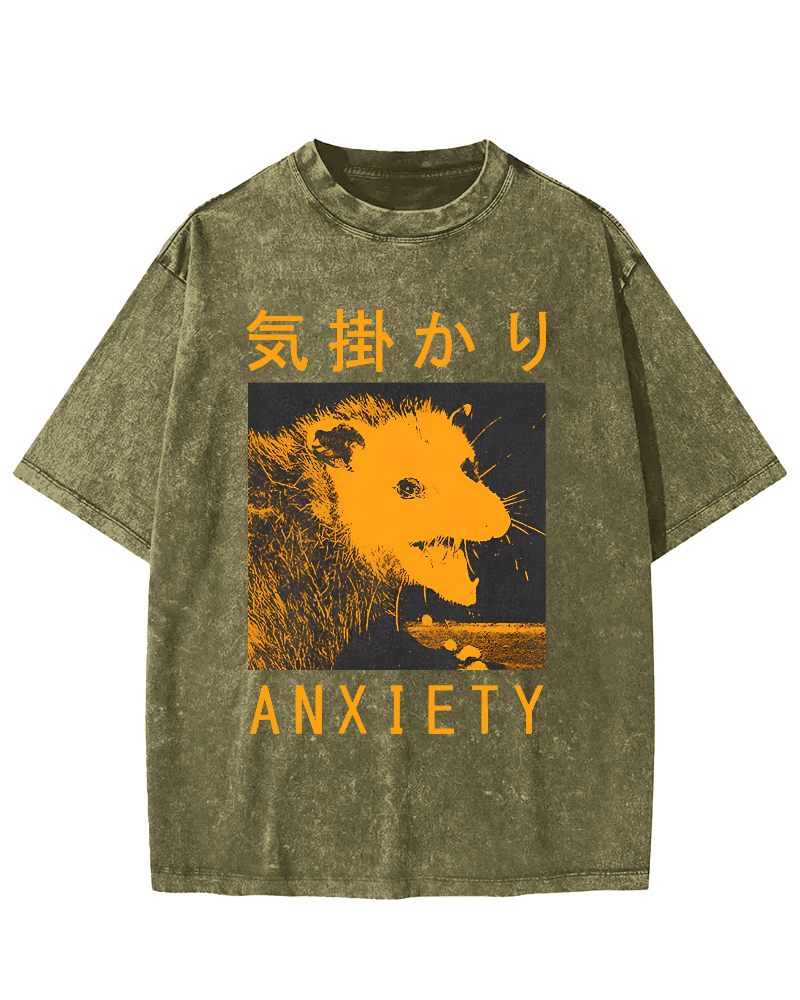 Anxiety Possum Japanese  Vintage Distressed T-shirt-Zazasy