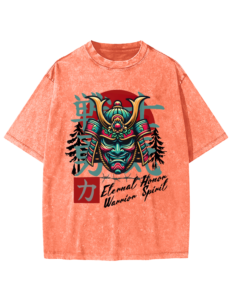 Warrior Courage Abstract Japanese Style Vintage Distressed T-shirt-Zazasy