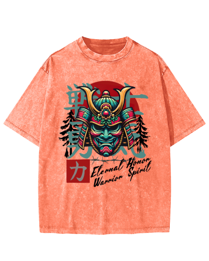 Warrior Courage Abstract Japanese Style Vintage Distressed T-shirt-Zazasy