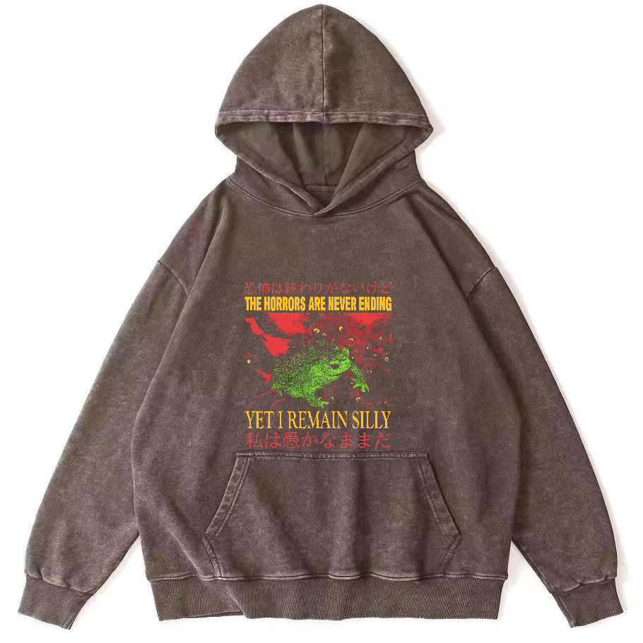 The Horrors Japanese Frog Washed Hoodie-Zazasy