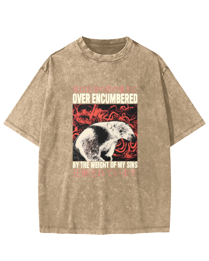 Retro Animal Pattern Japanese Style Vintage Distressed T-shirt-Zazasy