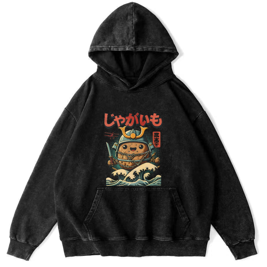 Retro Cartoon Japanese Style Vintage Distressed Hoodie-Zazasy