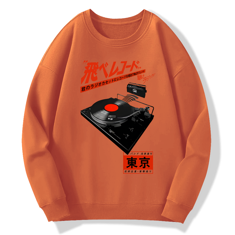 Retro Record Music Art Cotton Pullover Sweatshirt