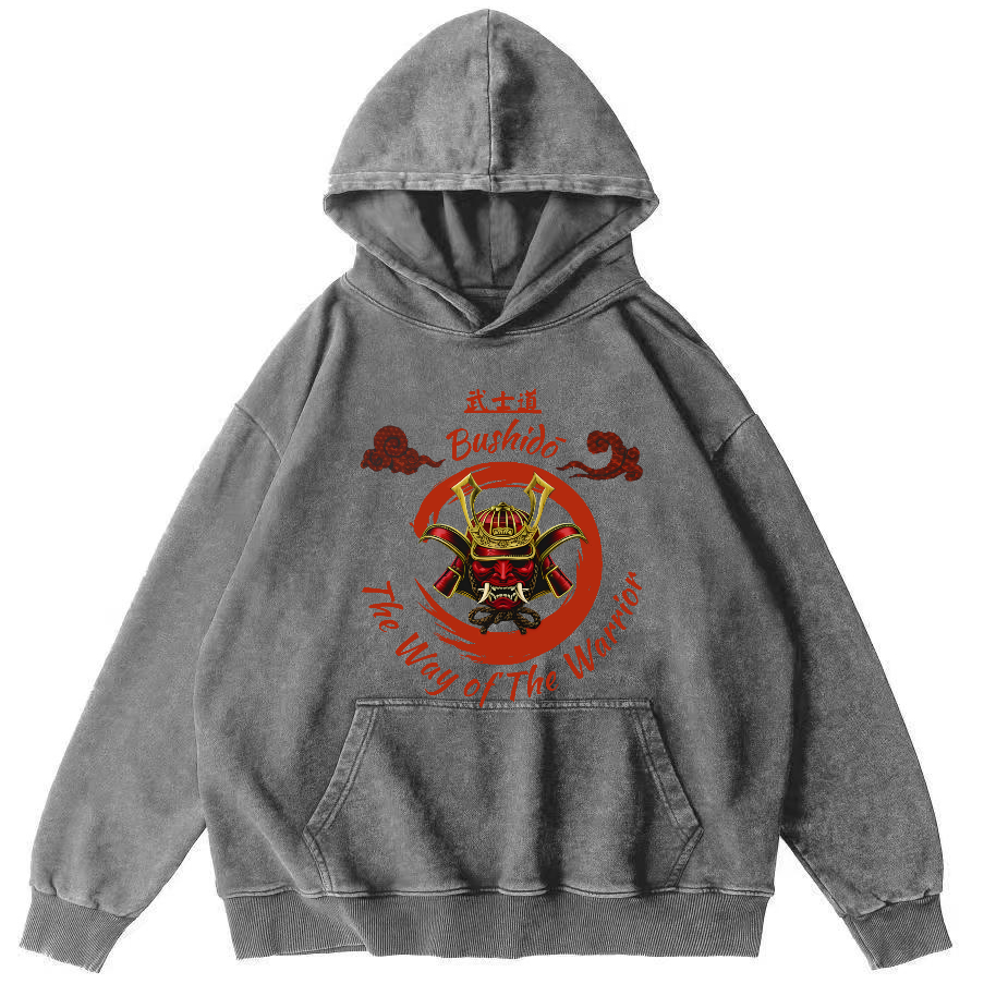 Samurai Spirit Vintage Distressed Hoodie-Zazasy