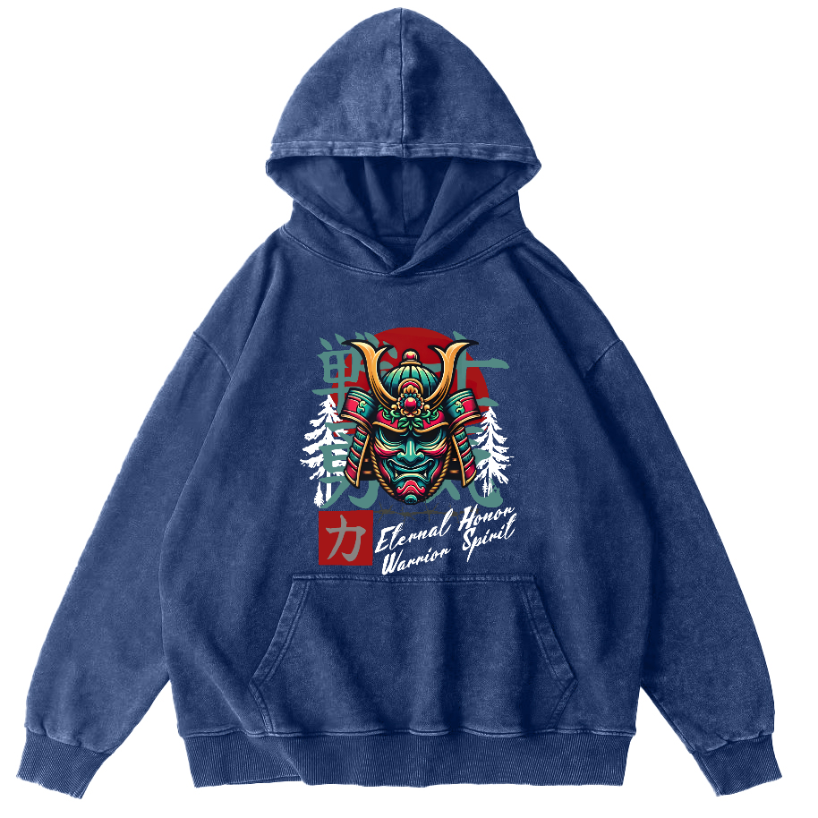 Warrior's Courage Japanese Style Vintage Distressed Hoodie-Zazasy