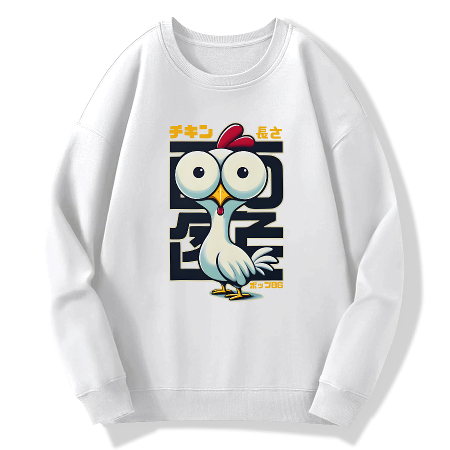 Interesting Big eyed Chicken Cotton Pullover Sweatshirt