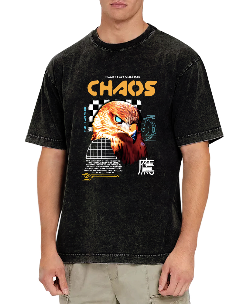 Japanese Eagle Pattern Vintage Distressed T-shirt-Zazasy