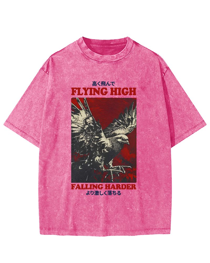Flying Higher Falling Harder Vintage Washed T-shirt-Zazasy