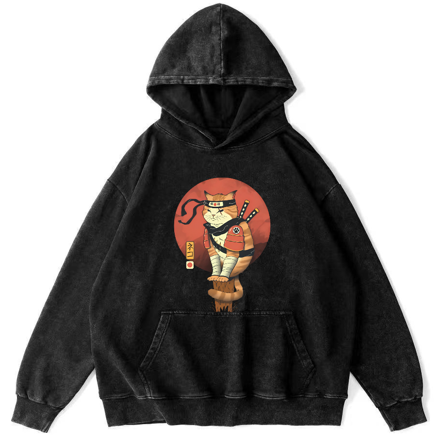 Warrior Cat Vintage Distressed Hoodie-Zazasy